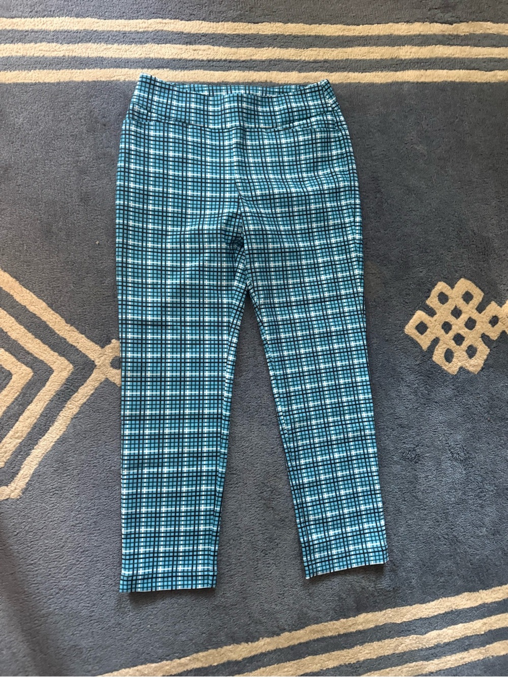 Acegolfs women’s golf Blue Plaid Stretch Pull-On Pants M NWT